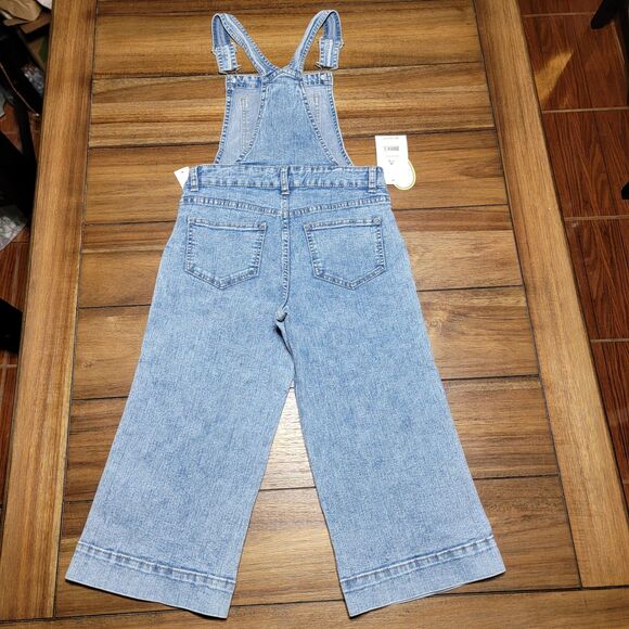 Jordache Girls Denim Wide Crop Denim Overalls - Size Medium (7-8) NWT - Picture 3 of 8